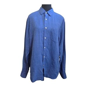 UNTUCKit Men's 100% Linen Blue Grid Pattern Shirt Size L